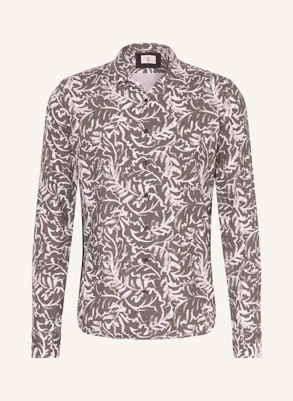 Q1 Manufaktur Hemd OLLY Extra Slim Fit DUNKELBRAUN / WEISS