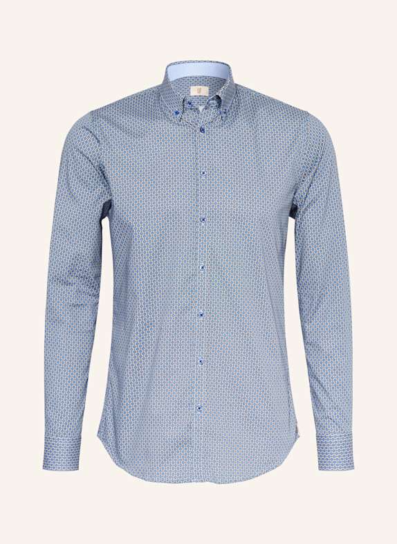 Q1 Manufaktur Hemd VOLKER Extra Slim Fit BLAU / DUNKELBLAU / GELB