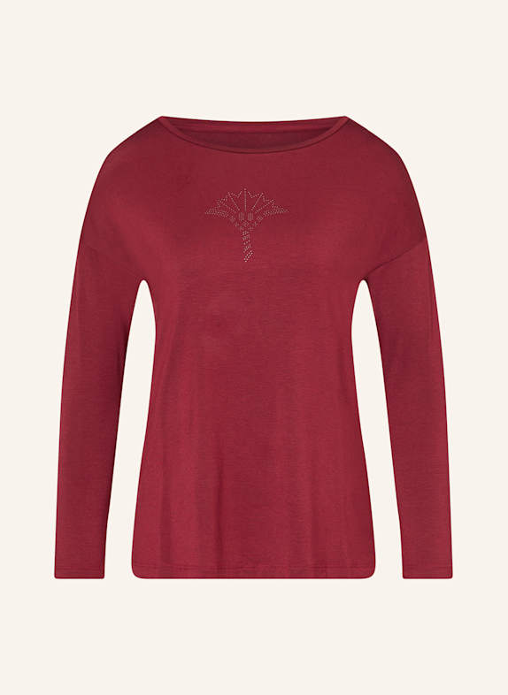 JOOP! Schlafshirt mit Schmucksteinen DUNKELROT