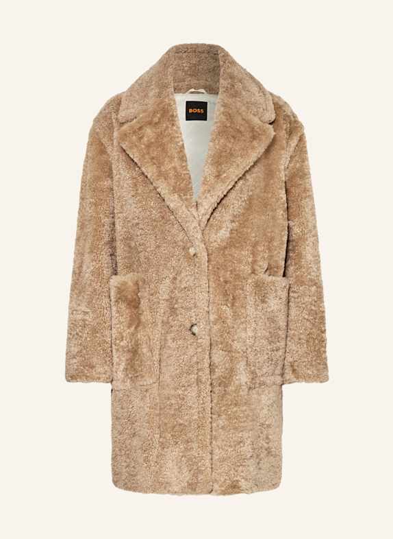 BOSS Teddyfell-Mantel CATEDY CAMEL