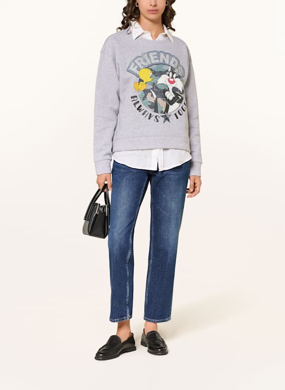 FrogBox Sweatshirt met sierstenen LICHTGRIJS