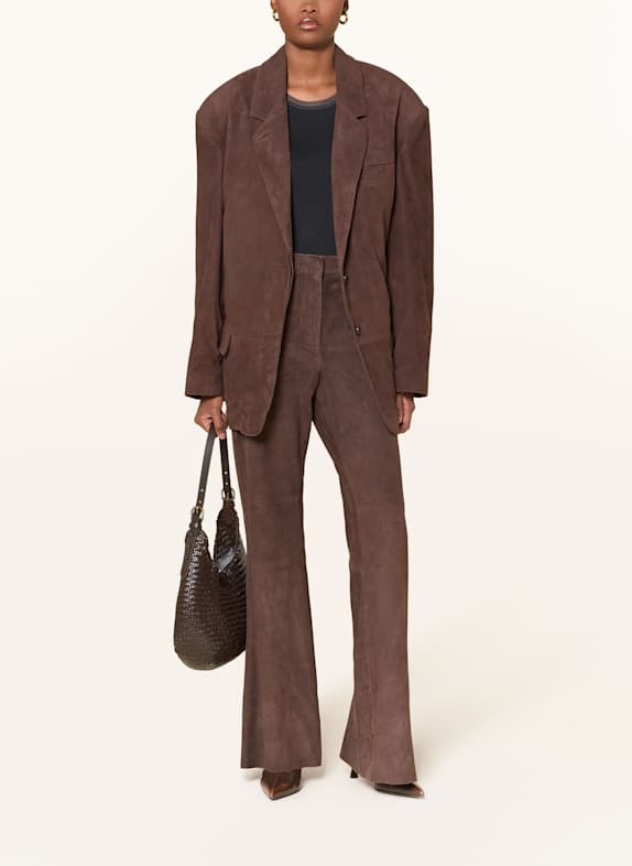 REMAIN Leren blazer MARRON FONCÉ