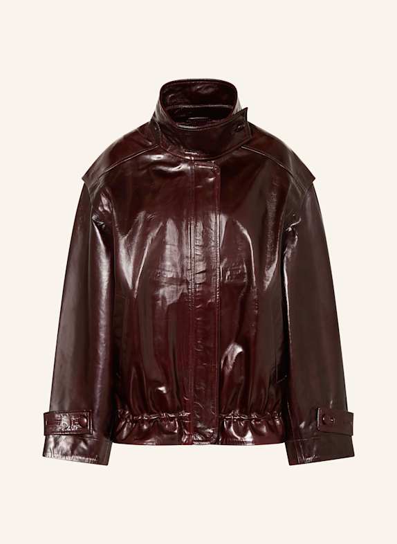REMAIN Oversized-Lederjacke DUNKELROT