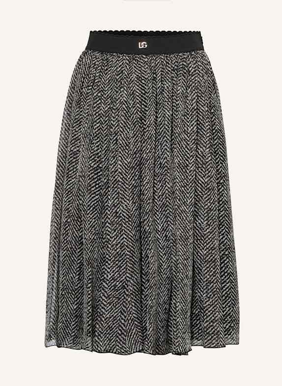 DOLCE & GABBANA Hedvábná sukně ČERNÁ/ BÍLÁ