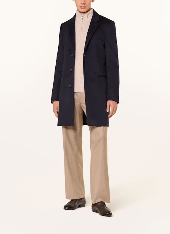 BOSS Vlněný kabát TMAVĚ MODRÁ