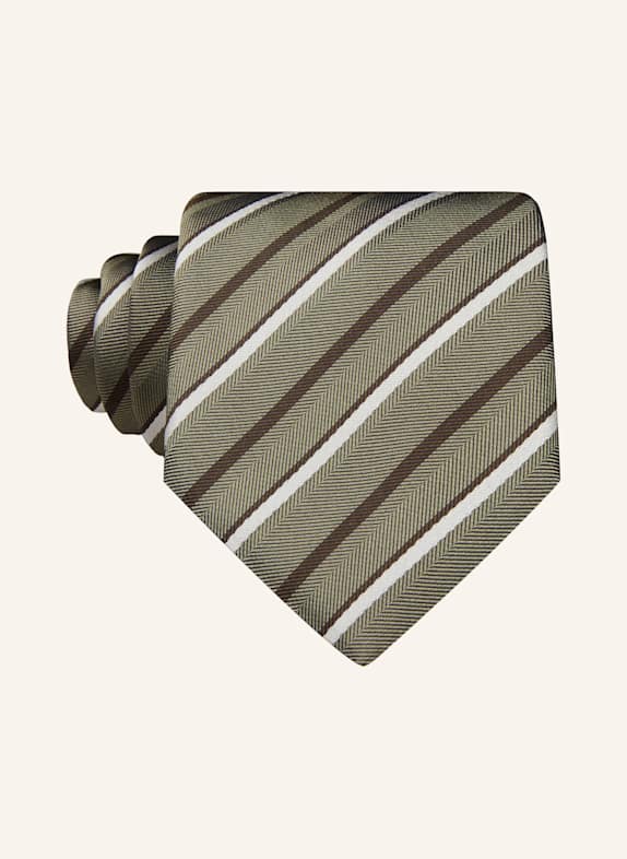 BOSS Krawatte H-TIE HELLGRÜN/ CREME/ DUNKELBRAUN
