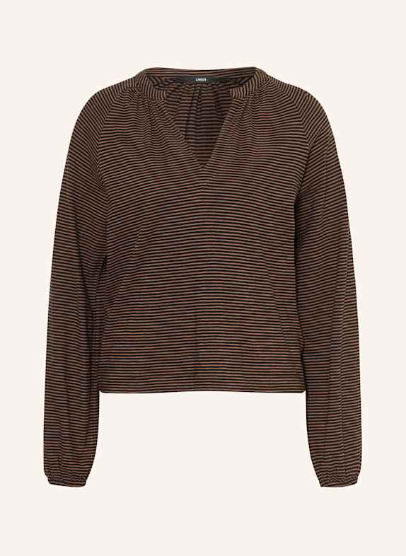 LANIUS Long sleeve shirt BLACK / BROWN