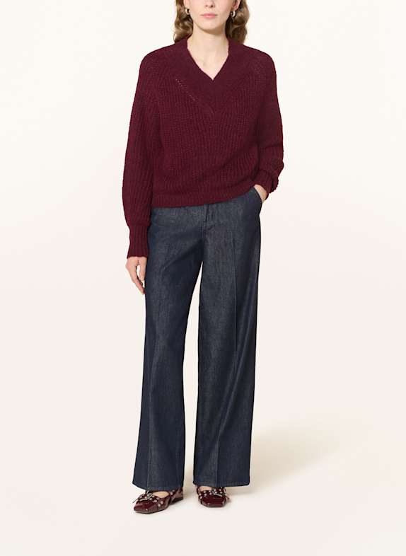 LANIUS Alpaca trui DONKERROOD