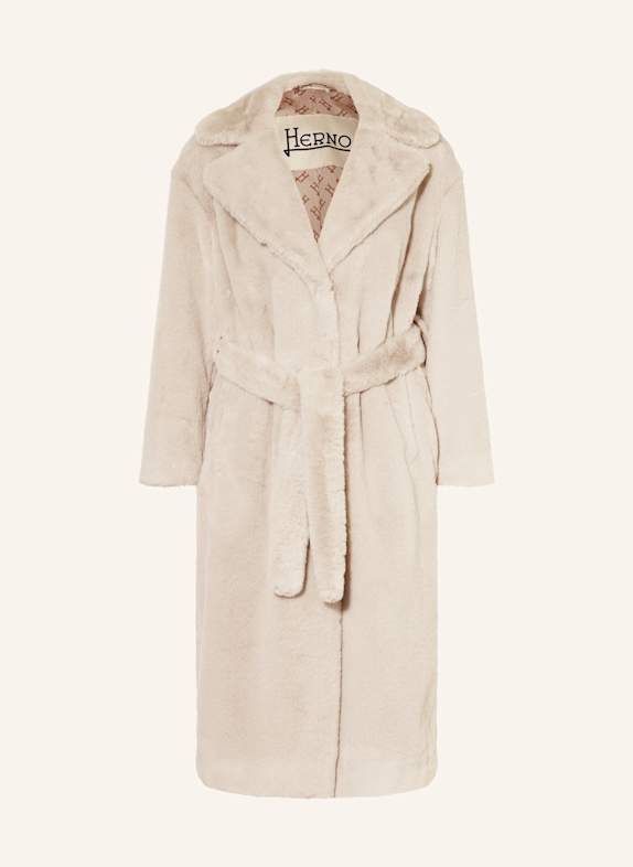 HERNO Kunstfell-Mantel HELLGRAU