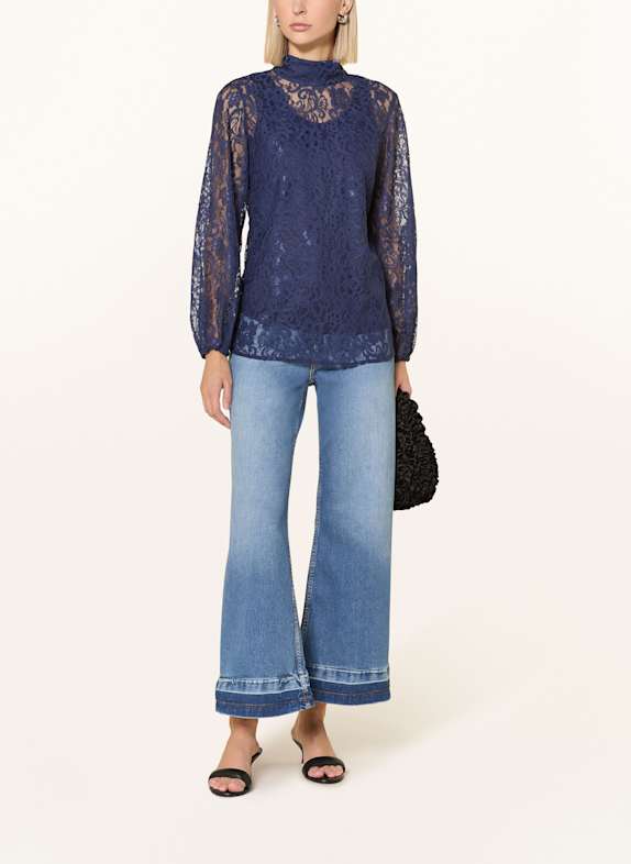 Emily VAN DEN BERGH Kanten blouse met kraag DONKERBLAUW