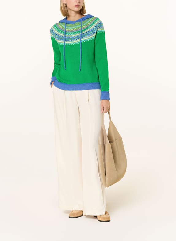 ERIBÉ Strick-Hoodie ALPINE GRÜN / BLAU / GELB