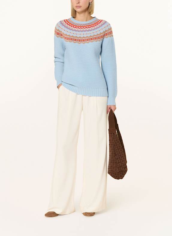 ERIBÉ Pullover STONEYBREK HELLBLAU / BEIGE / ROT