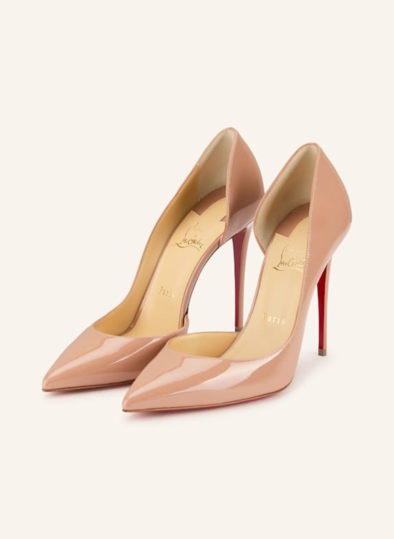 Christian Louboutin Lakované lodičky IRIZA 100 BÉŽOVÁ