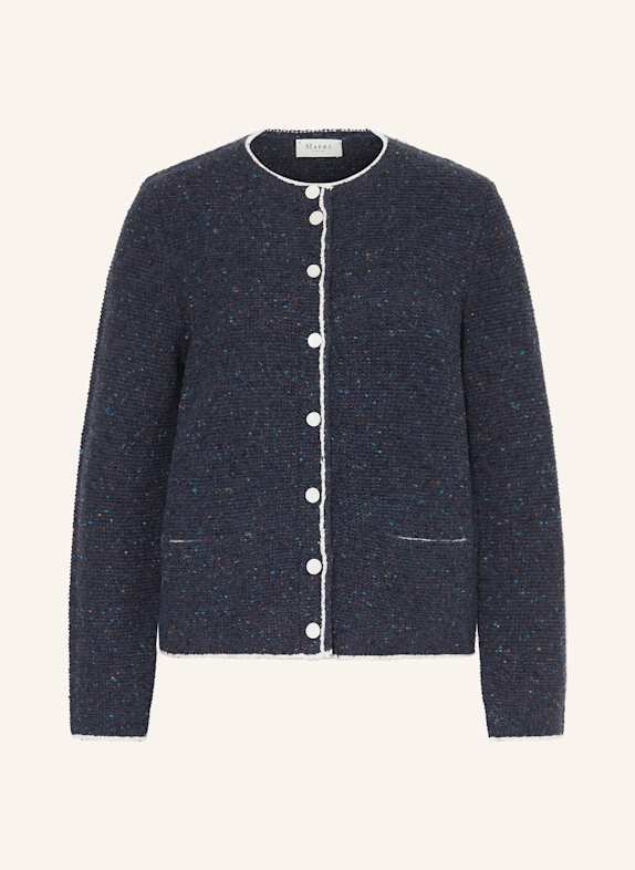 MAERZ MUENCHEN Strickjacke aus Bouclé DUNKELBLAU/ WEISS