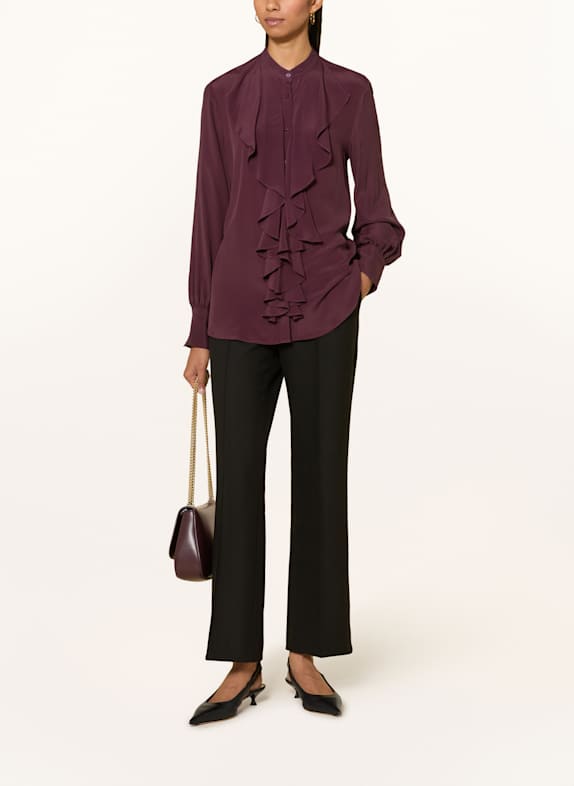 ÉMANOU Blouse à volants et soie ROUGE FONCÉ