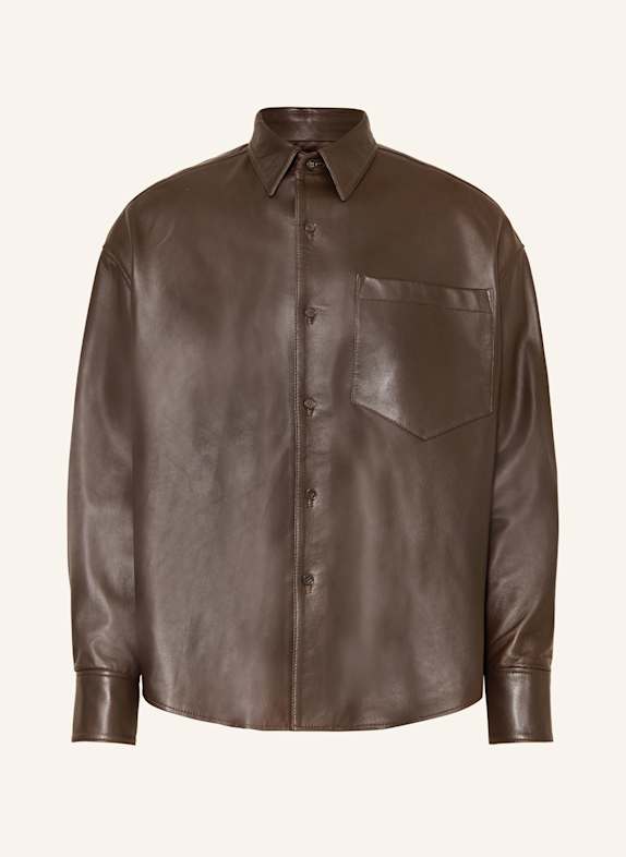 studio seidensticker Leder-Overshirt DUNKELBRAUN