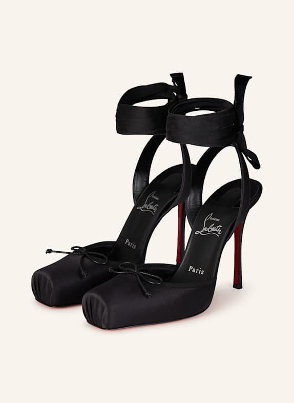 Christian Louboutin Slingpumps s otevřenou patou CASSIA LACE UP 100 ČERNÁ