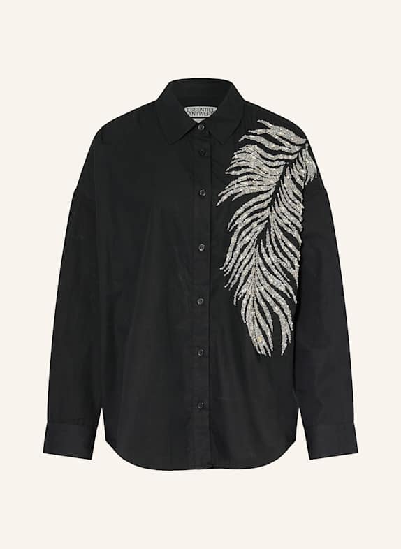 ESSENTIEL ANTWERP Hemdbluse ILIZA mit Schmucksteinen und Pailletten SCHWARZ