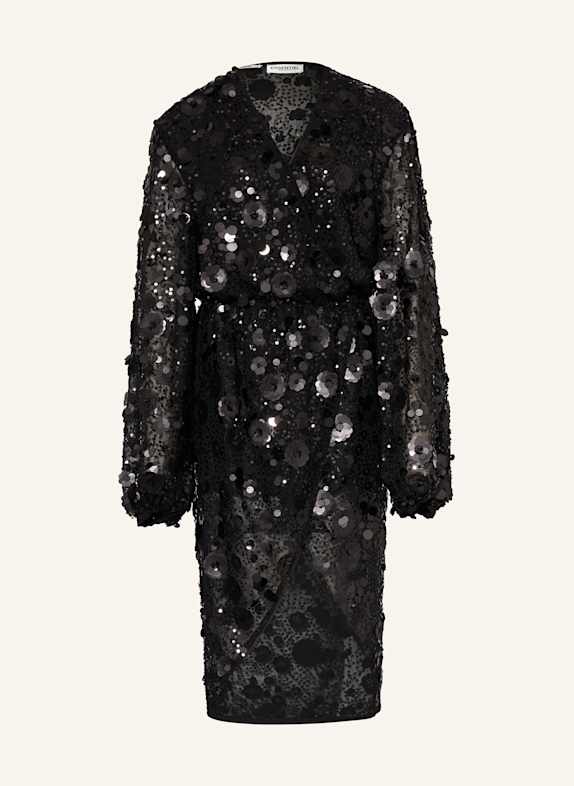 ESSENTIEL ANTWERP Kleid ISHINE in Wickeloptik mit Pailletten SCHWARZ