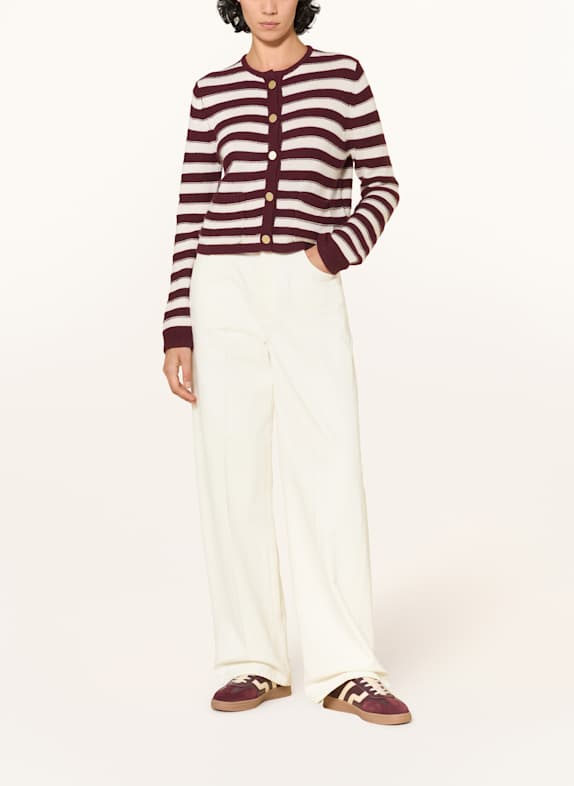 ALLUDE Cardigan cu cașmir ROȘU ÎNCHIS / ALB