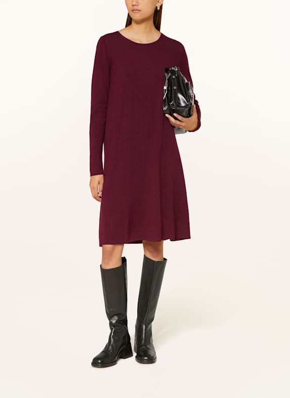 ALLUDE Robe en maille avec cachemire ROUGE FONCÉ