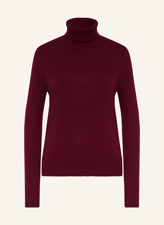 ALLUDE Rollkragenpullover aus Cashmere DUNKELROT