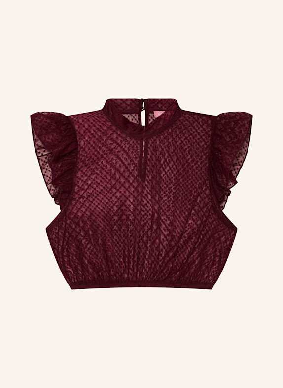 KRÜGER Dirndlbluse BAHAR aus Mesh DUNKELROT