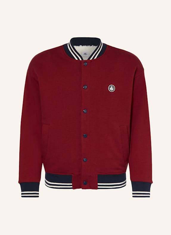 PETIT BATEAU Mikinová bunda TMAVĚ ČERVENÁ / TMAVĚ MODRÁ / BÍLÁ