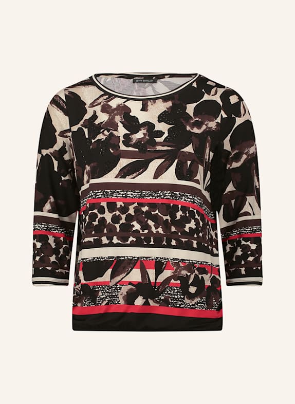 Betty Barclay Shirt mit 3/4-Arm und Schmucksteinen SCHWARZ / ROT / BRAUN