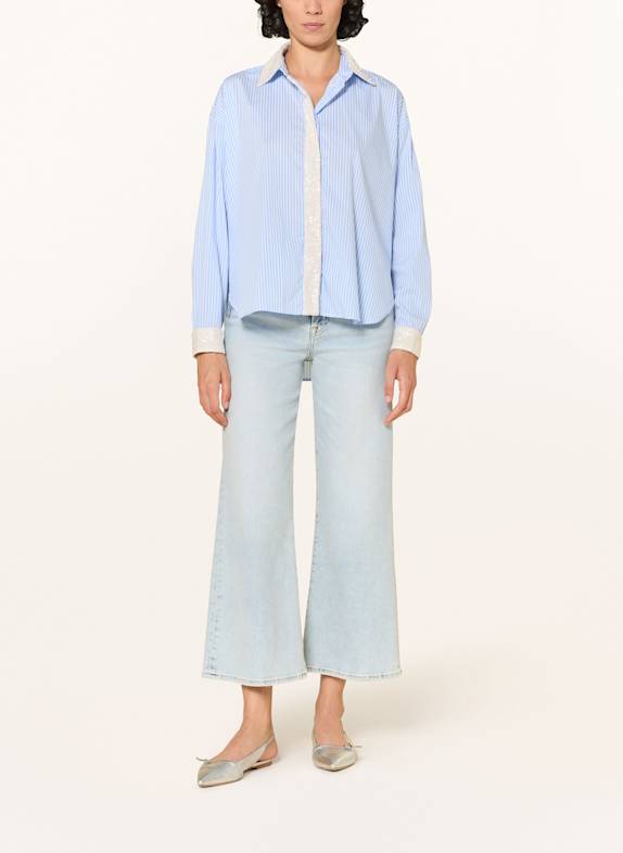 lilienfels Overhemdblouse met pailletten LICHTBLAUW / WIT