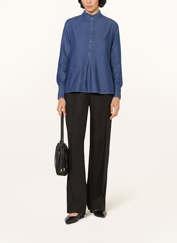 lilienfels Blouse in jeanslook met ruches DONKERBLAUW