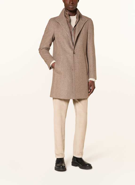 BOSS Wollmantel HYDE mit herausnehmbarer Blende HELLBRAUN