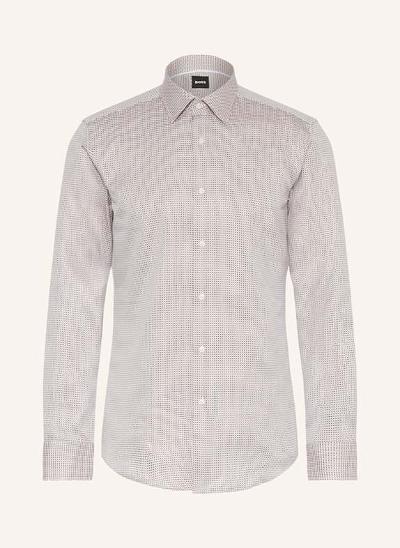 BOSS Hemd HANK Slim Fit BEIGE / DUNKELBLAU / CREME