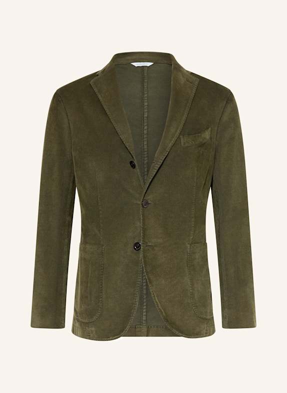 BOGLIOLI Oblekové sako Extra Slim Fit z manšestru TMAVĚ ZELENÁ
