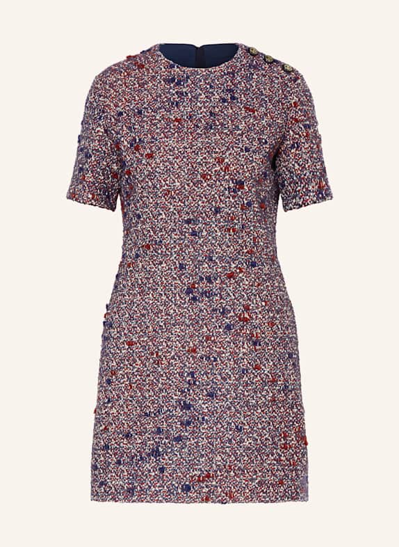 GUCCI Bouclé-Kleid DUNKELBLAU / DUNKELROT / ECRU