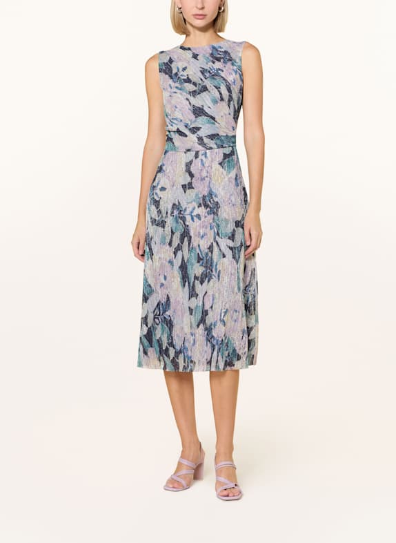 SWING Robe plissée avec fil pailleté LILAS CLAIR/ BLEU PÉTROLE/ JAUNE CLAIR