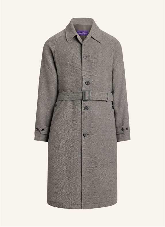 RALPH LAUREN PURPLE LABEL Mantel BALMACAAN mit Seide 001 MED GREY HEATHER MULTI