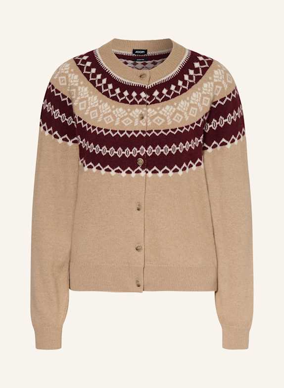 JOOP! Cardigan KLODA CAMEL/ DARK RED/ WHITE
