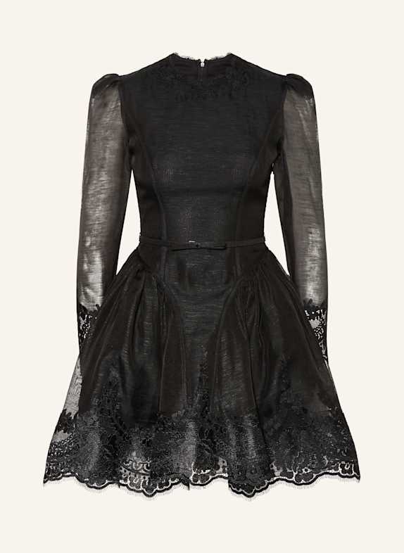 ZIMMERMANN Cocktailkleid HYPNOTIC mit Leinen und Seide SCHWARZ
