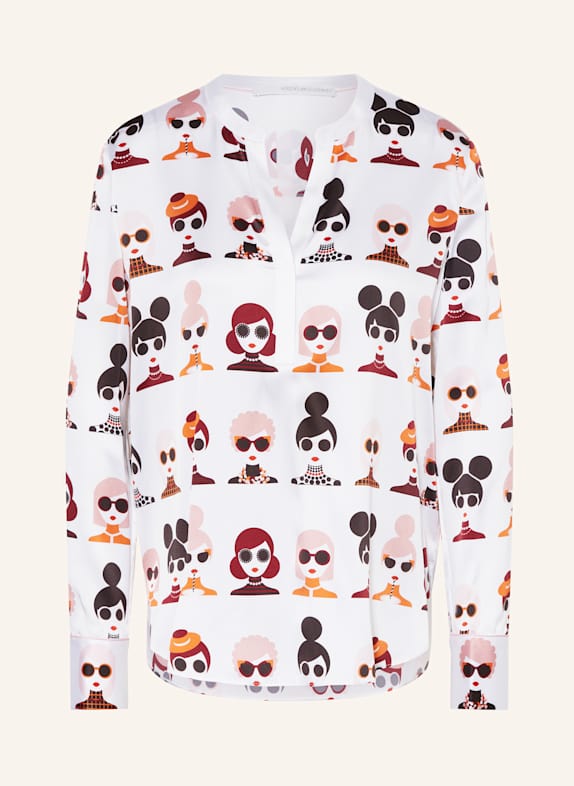 HERZEN'S ANGELEGENHEIT Blusenshirt aus Seide ECRU / SCHWARZ / ORANGE