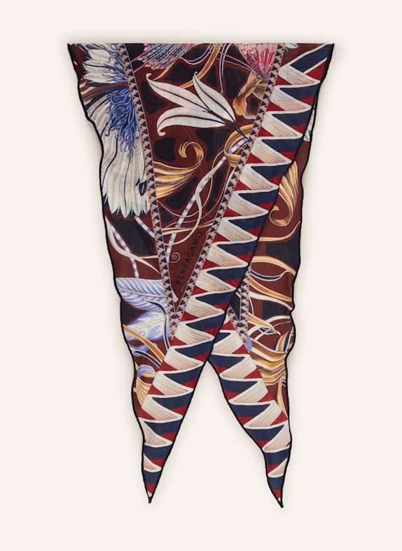 FERRAGAMO Šátek GIADAFLY TMAVĚ MODRÁ / TMAVĚ ČERVENÁ / KRÉMOVÁ