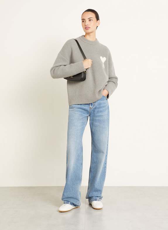 AMI PARIS Trui met alpaca GRIJS
