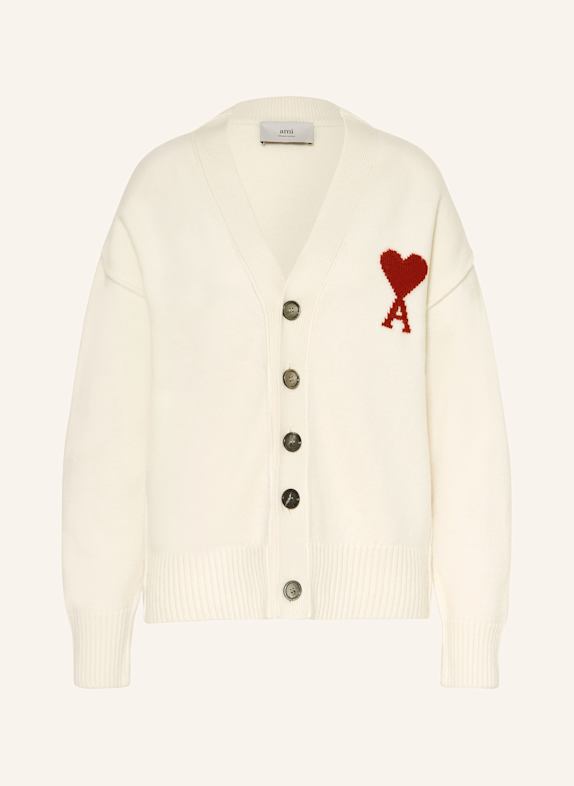 AMI PARIS Strickjacke ECRU/ ROT