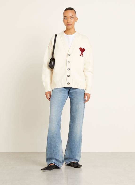 AMI PARIS vest ECRU / ROOD