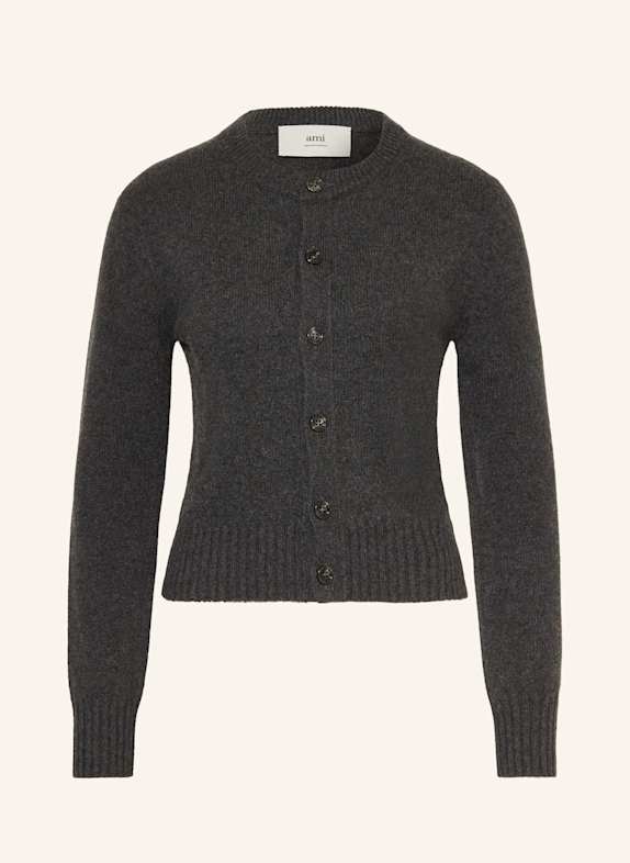 AMI PARIS Strickjacke aus Cashmere DUNKELGRAU