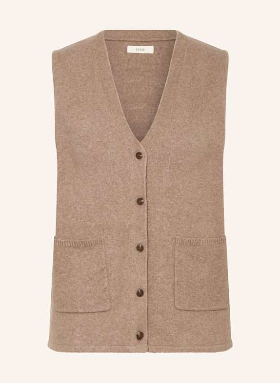 YERSE Kamizelka z dzianiny NINA BRĄZOWY