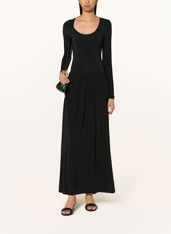 ULLA JOHNSON Jerseykleid AMAL mit Plissees SCHWARZ
