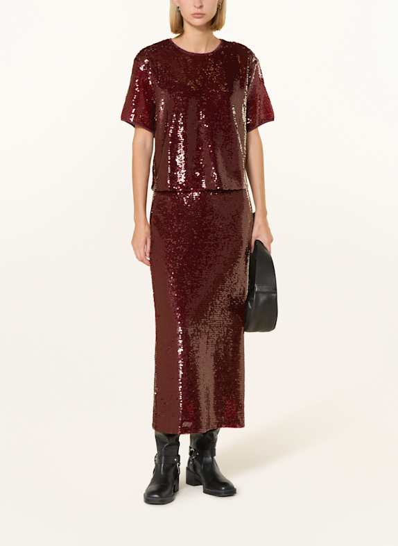 darling harbour T-Shirt mit Pailletten BURGUNDY