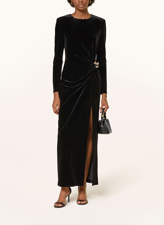 self-portrait Samtkleid mit Cut-out SCHWARZ