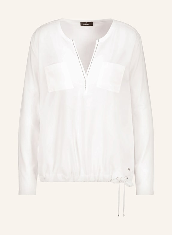 monari Blusenshirt im Materialmix mit Schmucksteinen ECRU